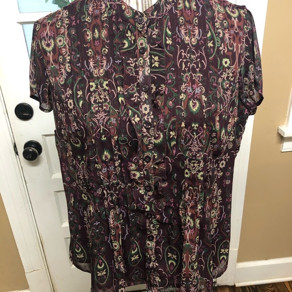 Van Heusen floral print ruffle front blouse - Picture 2 of 7